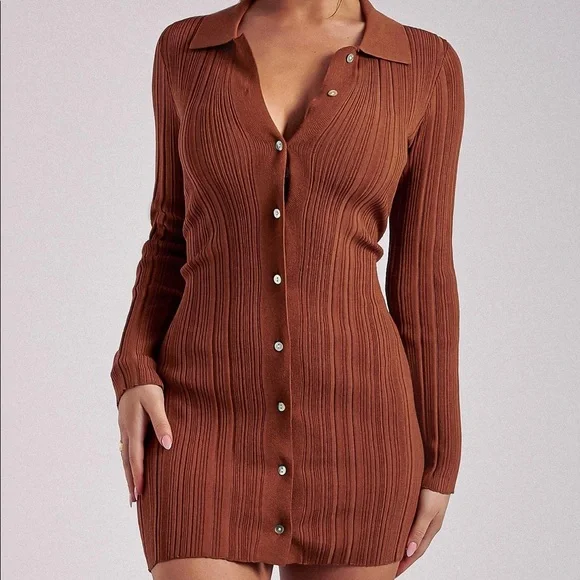 Button Down Knit Mini Dress ✨ - Picture 3 of 7